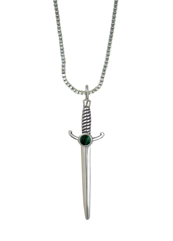 Sterling Silver Athena's Sword Pendant With Malachite